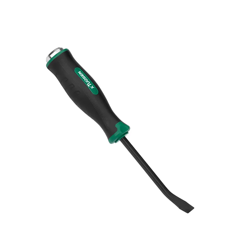 Pry bar / crowbar made of high‑manganese steel, with straight flat tip (can be used as a screwdriver), for tire removal and small woodworking tasks.